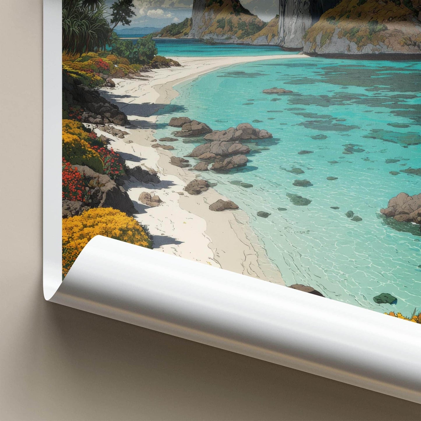 Raja Ampat Poster - Indonesia Travel Art - Turquoise Beach Islands Home Decor