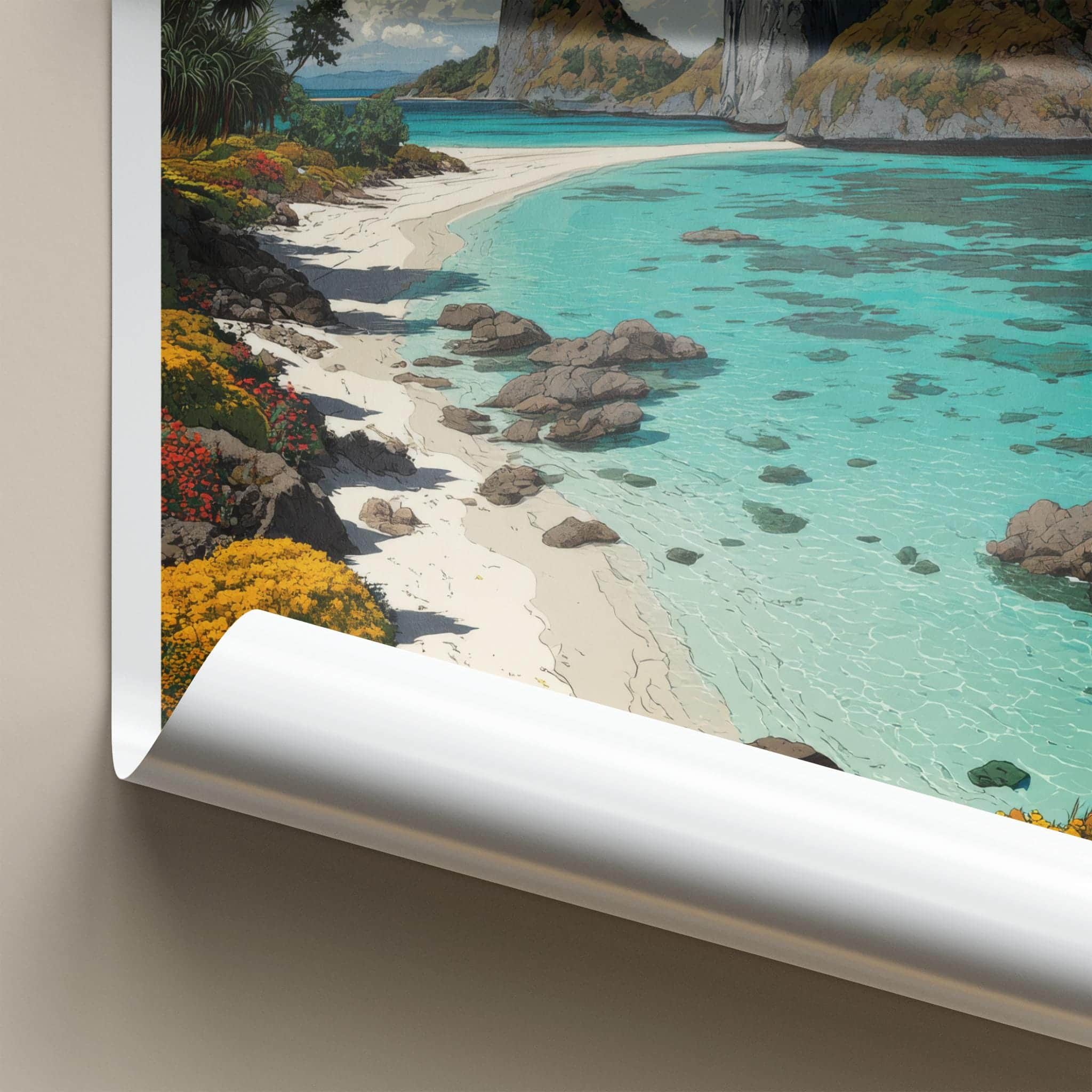 Raja Ampat Poster - Indonesia Travel Art - Turquoise Beach Islands Home Decor