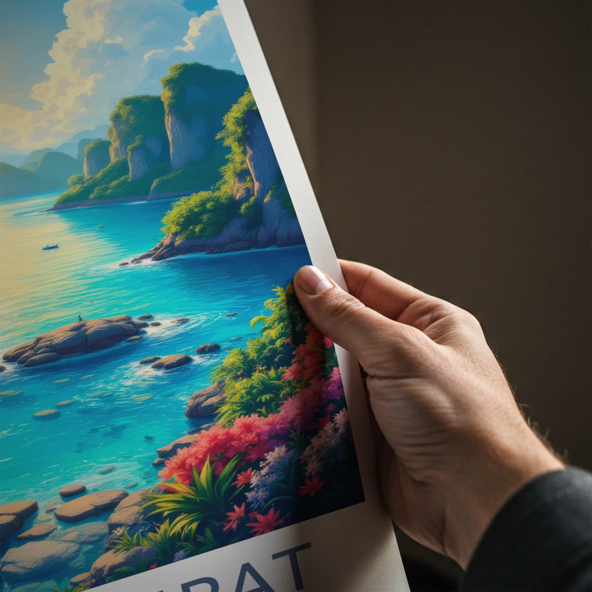 Raja Ampat Poster - Indonesia Travel Art - Vibrant Tropical Bay Home Decor