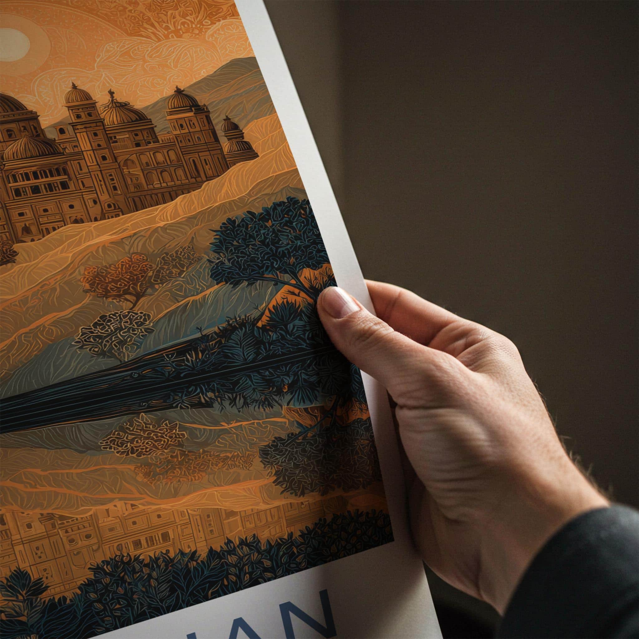 Rajasthan Poster - India Travel Art - Rajasthan Desert Palace Framed Decor