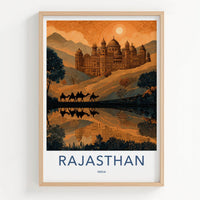 Rajasthan Poster - India Travel Art - Rajasthan Desert Palace Framed Decor