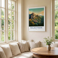 Rajasthan Poster - India Travel Art - Rajasthan Fortress Sunset Home Decor