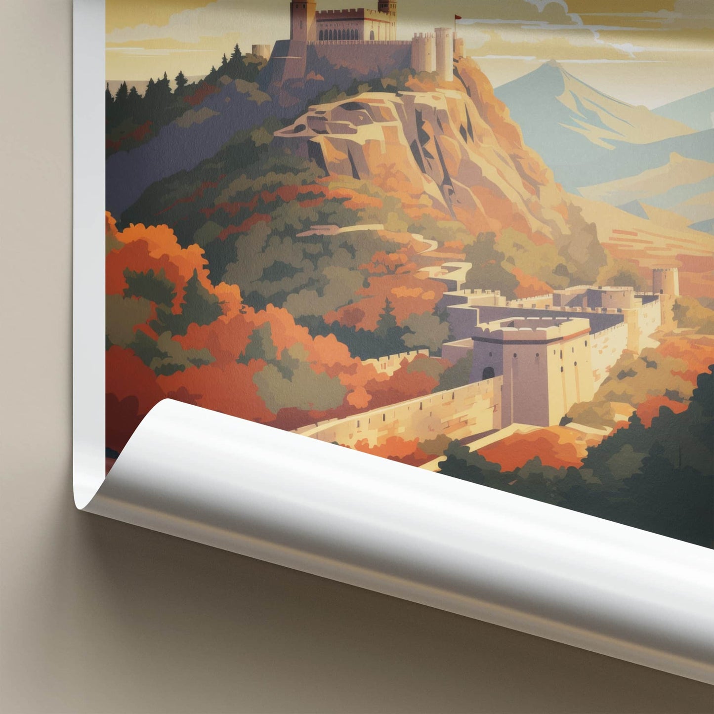 Rajasthan Poster - India Travel Art - Rajasthan Hilltop Fort Sunset Home Decor