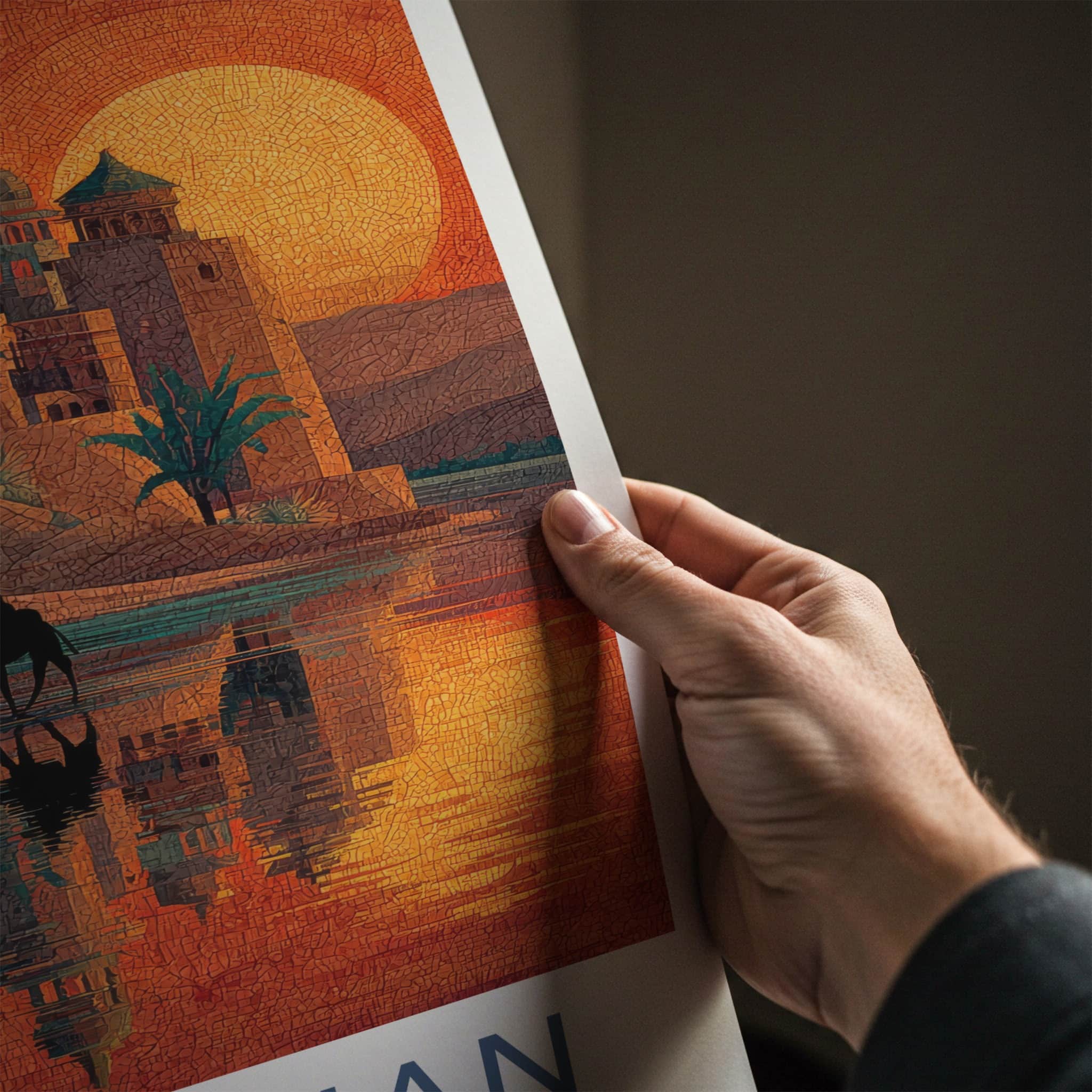 Rajasthan Poster - India Travel Art - Rajasthan Sunset Camels Lounge Decor