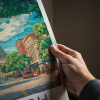 Raleigh Poster - North Carolina Travel Art - Vibrant Capitol Cityscape Gift