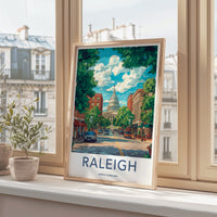 Raleigh Poster - North Carolina Travel Art - Vibrant Capitol Cityscape Gift