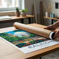 Raleigh Poster - North Carolina Wall Art - Capitol Building Flowers Wall Decor