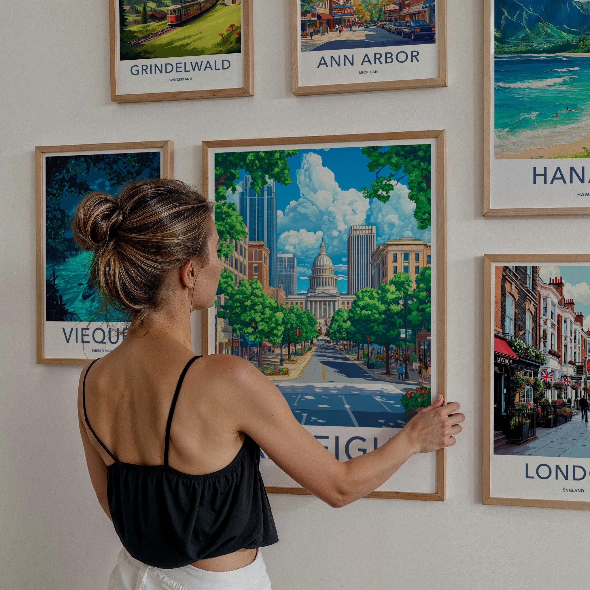 Raleigh Poster - North Carolina Wall Art - Vibrant City Street Home Decor