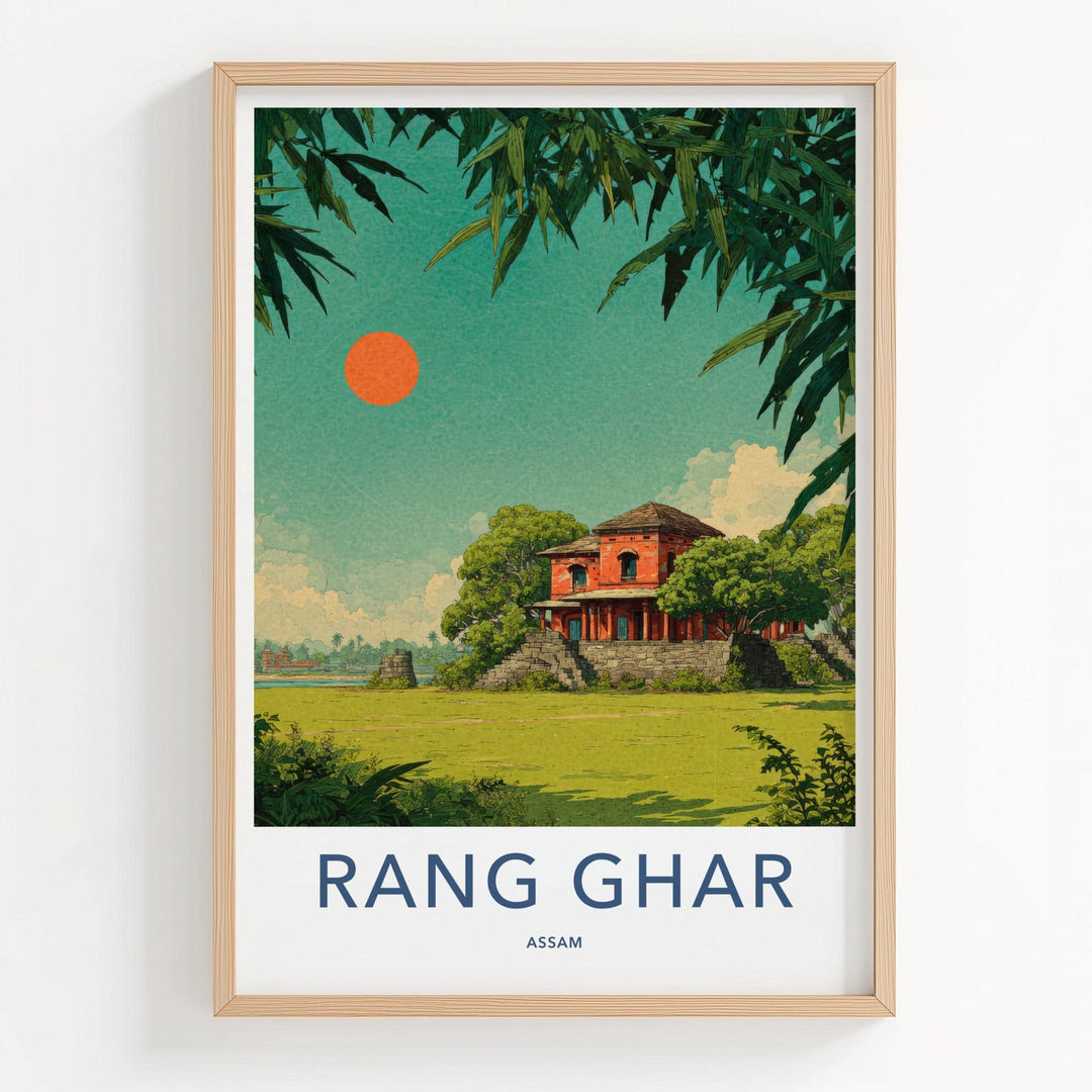 Rang Ghar Poster - India Travel Art - Assam Ancient Red Palace Home Decor