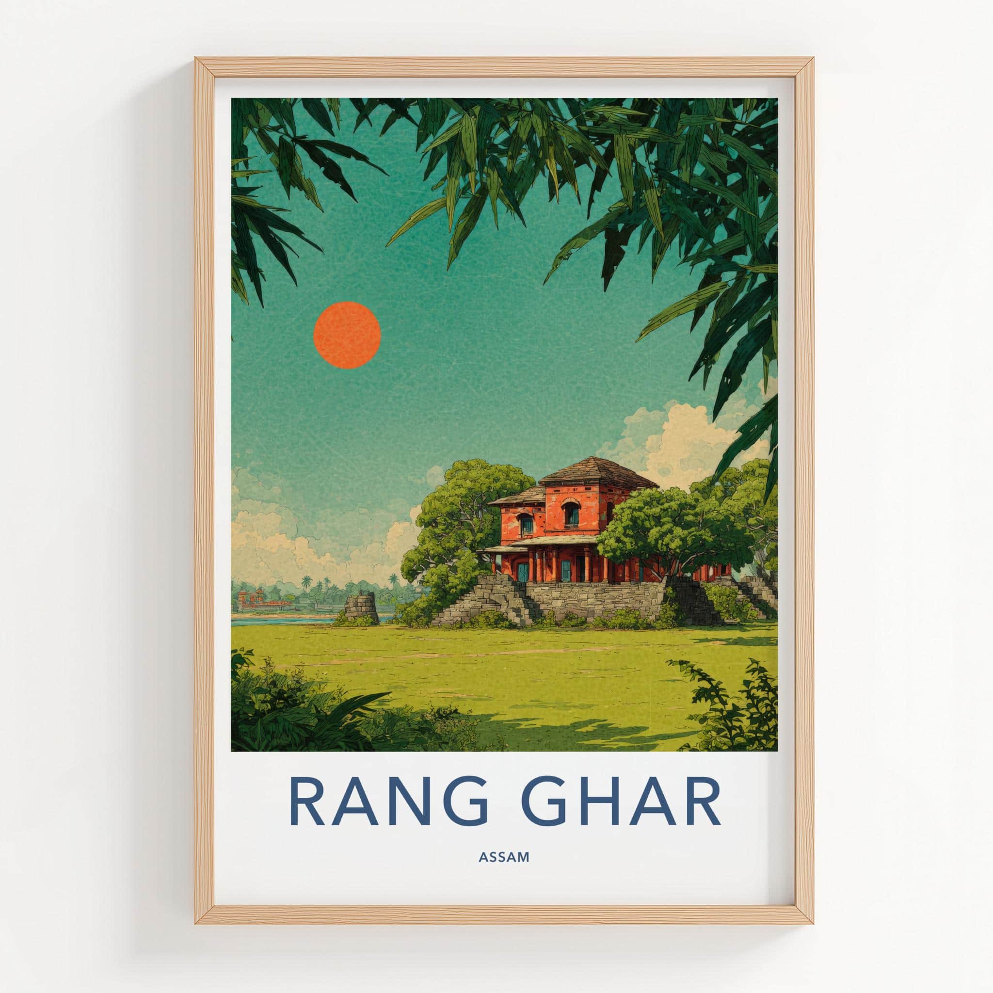 Rang Ghar Poster - India Travel Art - Assam Ancient Red Palace Home Decor