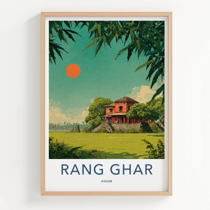 Rang Ghar Poster - India Travel Art - Assam Ancient Red Palace Home Decor