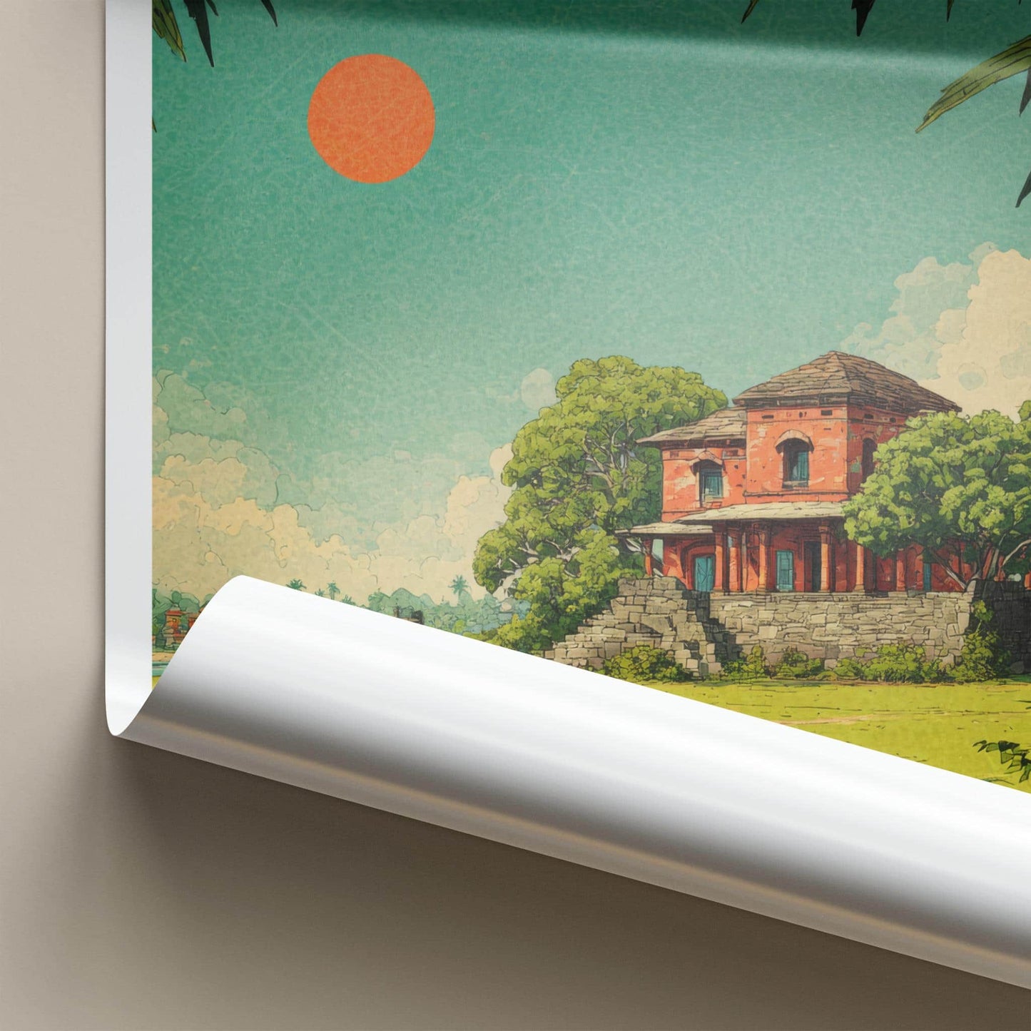 Rang Ghar Poster - India Travel Art - Assam Ancient Red Palace Home Decor