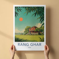 Rang Ghar Poster - India Travel Art - Assam Ancient Red Palace Home Decor