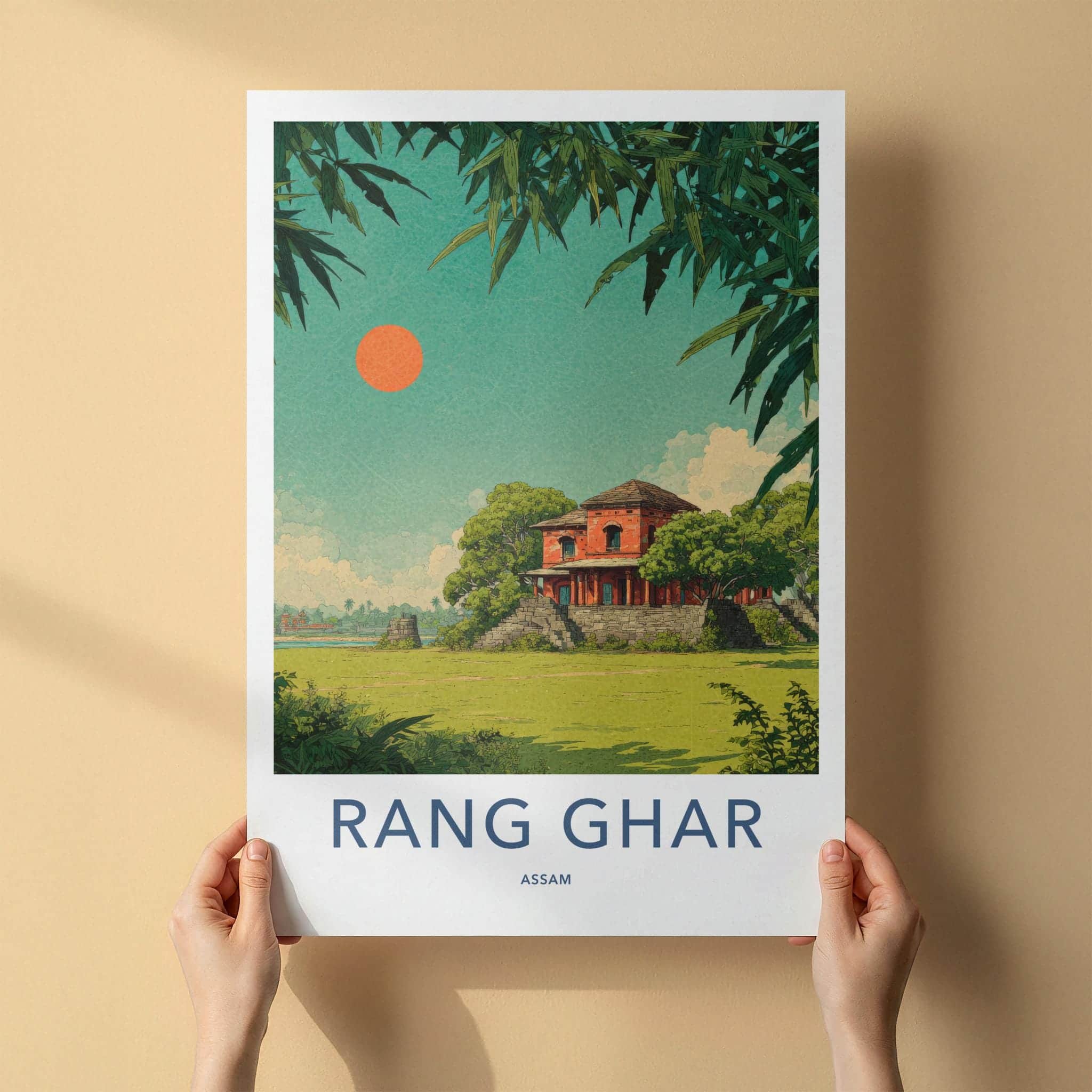 Rang Ghar Poster - India Travel Art - Assam Ancient Red Palace Home Decor
