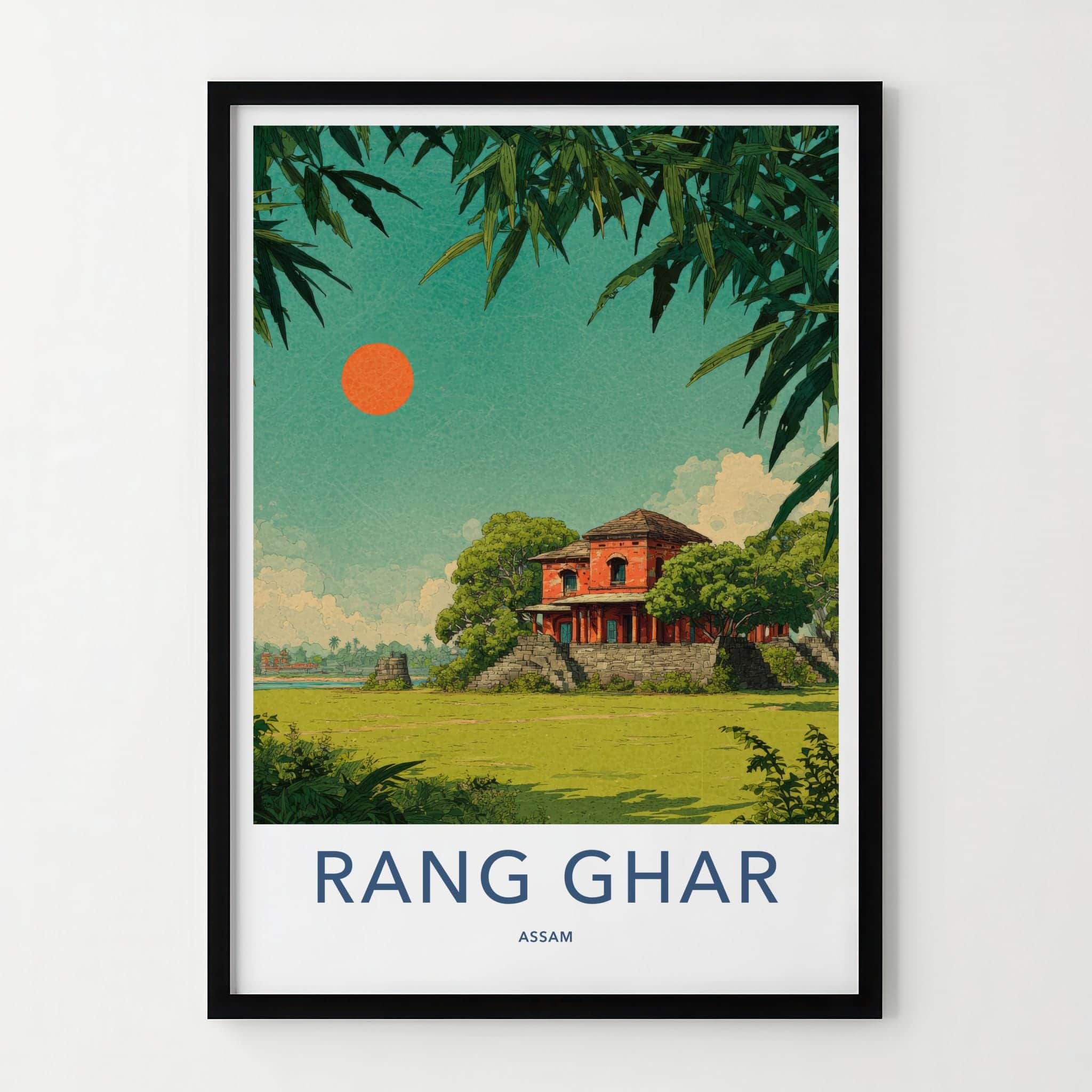 Rang Ghar Poster - India Travel Art - Assam Ancient Red Palace Home Decor