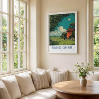 Rang Ghar Poster - India Travel Art - Assam Red Building Landscape Home Decor