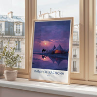Rann Of Kachchh Poster - India Travel Art - Gujarat Twilight Camp Scene Home Decor