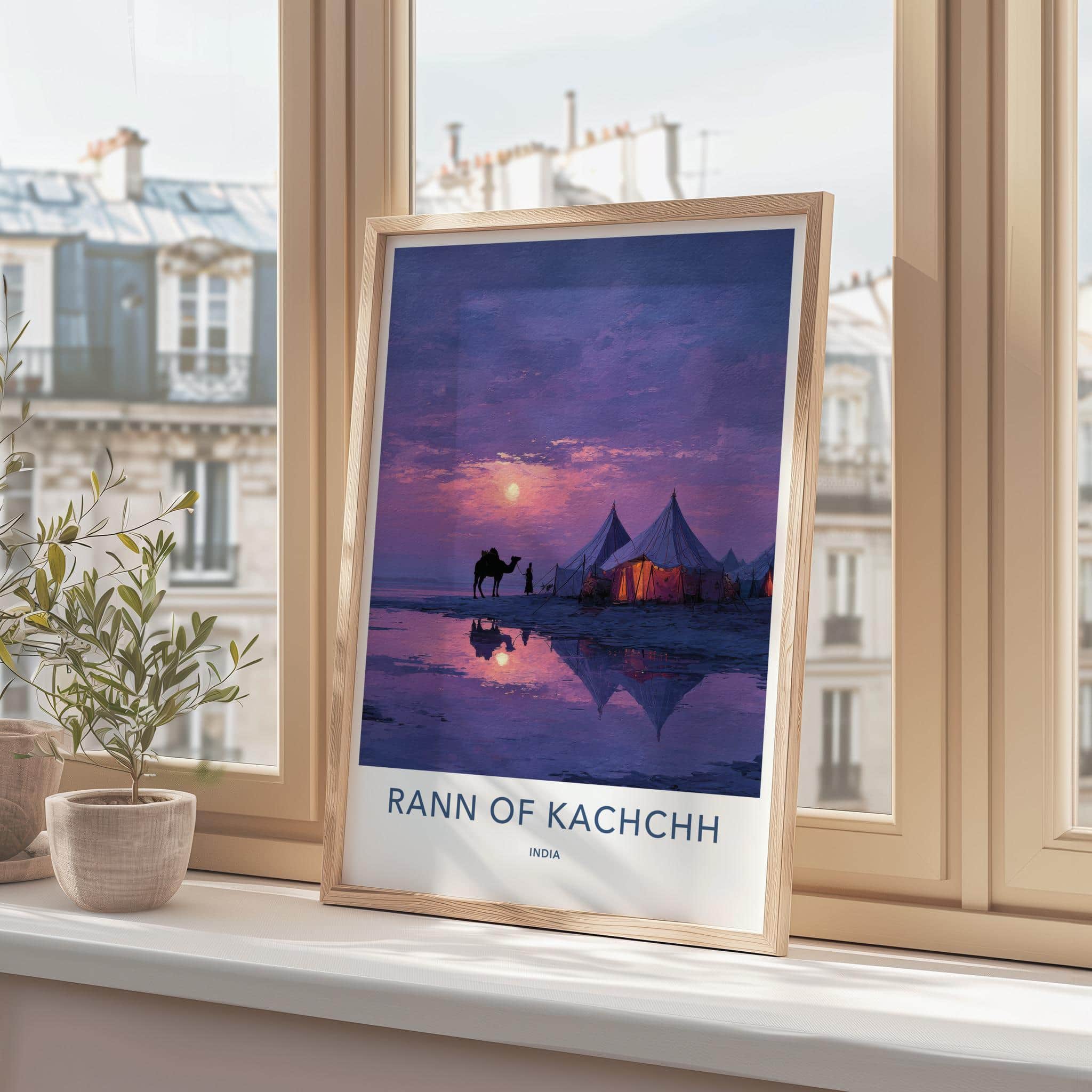 Rann Of Kachchh Poster - India Travel Art - Gujarat Twilight Camp Scene Home Decor