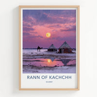 Rann of Kachchh Poster - India Wall Art - Gujarat Pink Moonrise Reflection Gift