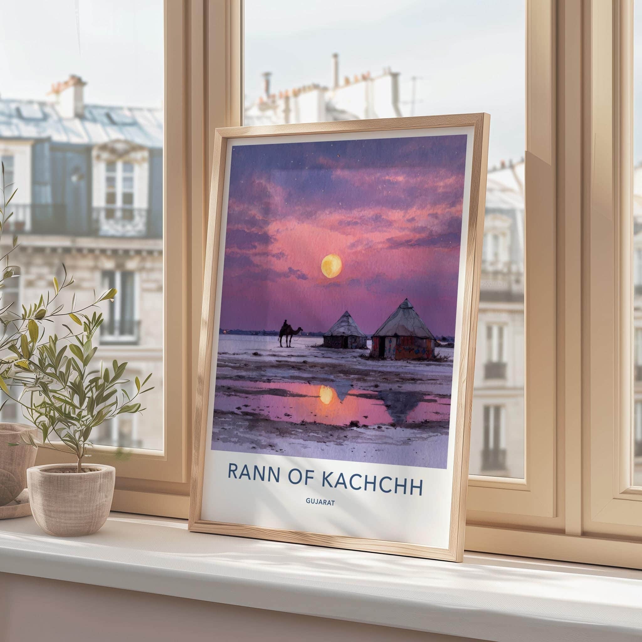Rann of Kachchh Poster - India Wall Art - Gujarat Pink Moonrise Reflection Gift