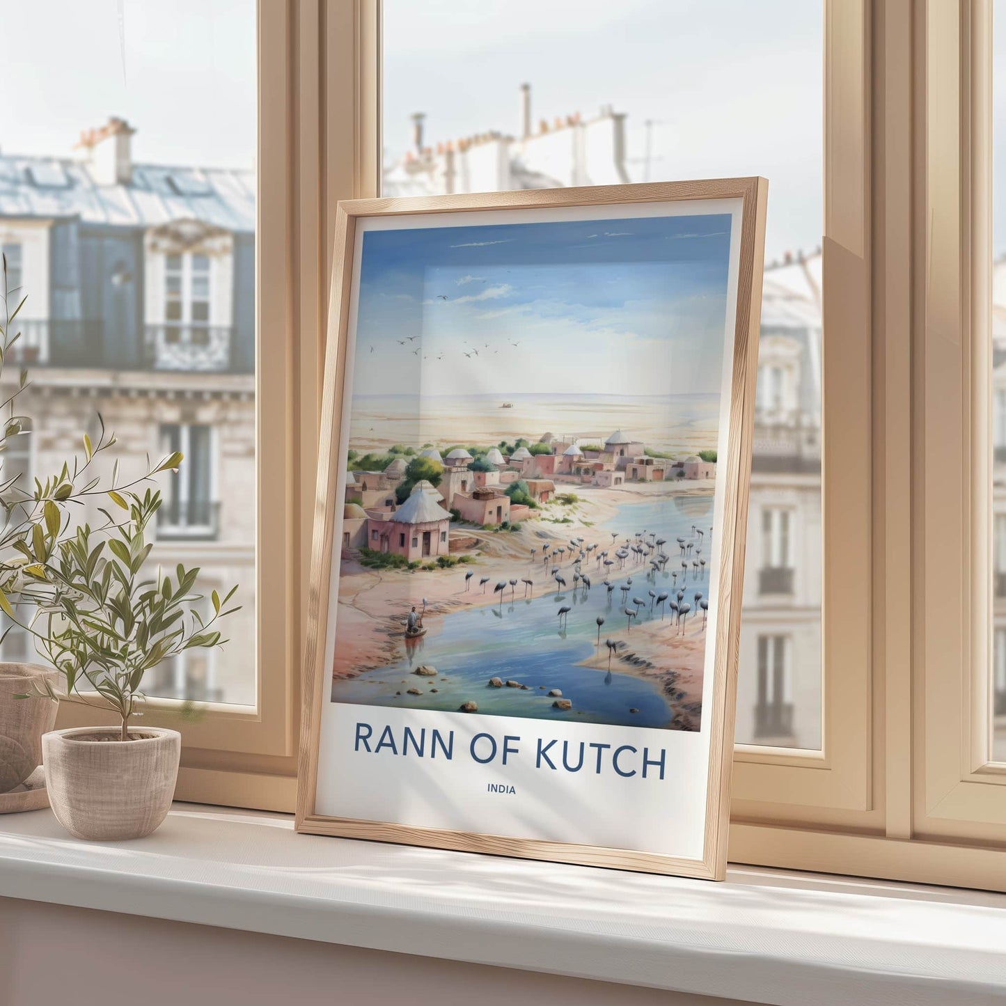 Rann of Kutch Poster - India Fine Art - Gujarat Sandy River Flamingos Gift