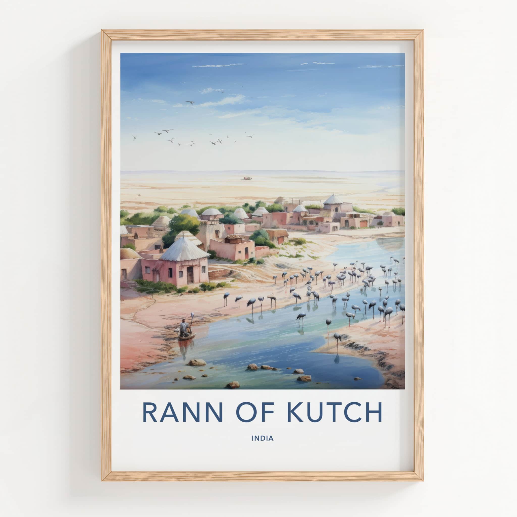 Rann of Kutch Poster - India Fine Art - Gujarat Sandy River Flamingos Gift