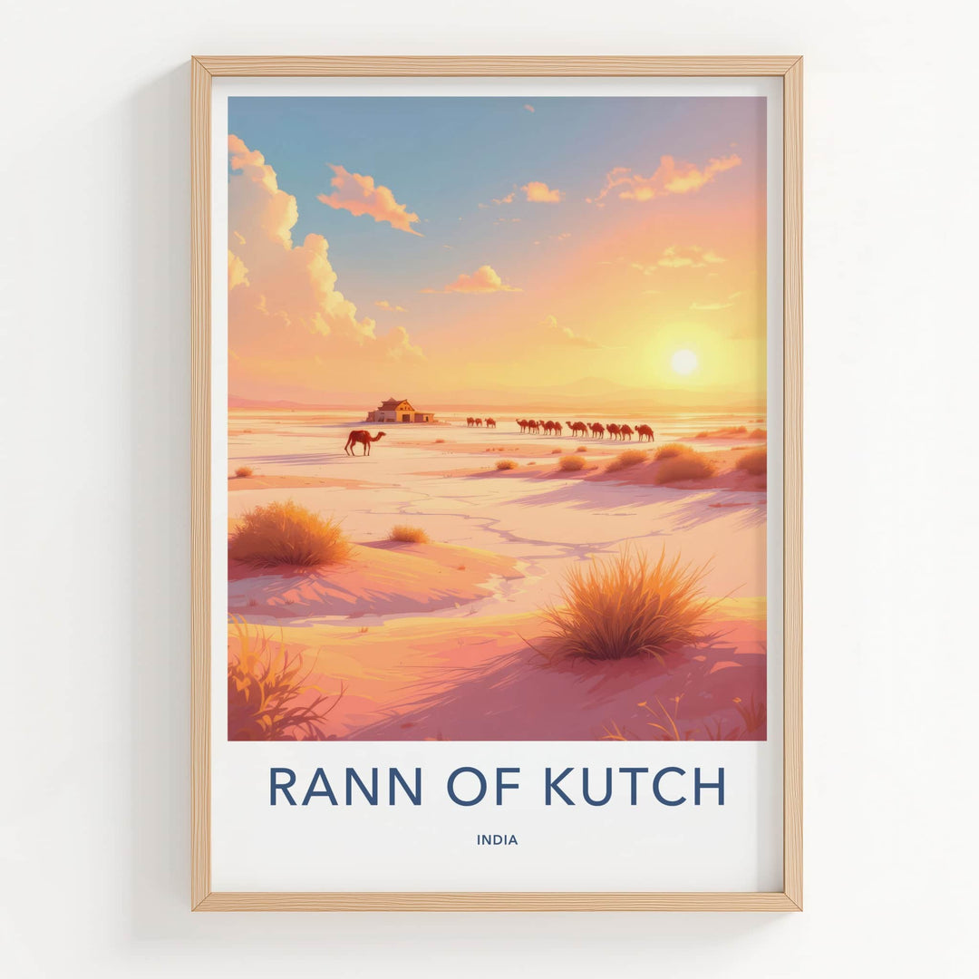 Rann Of Kutch Poster - India Travel Art - Gujarat Camels Salt Desert Home Decor