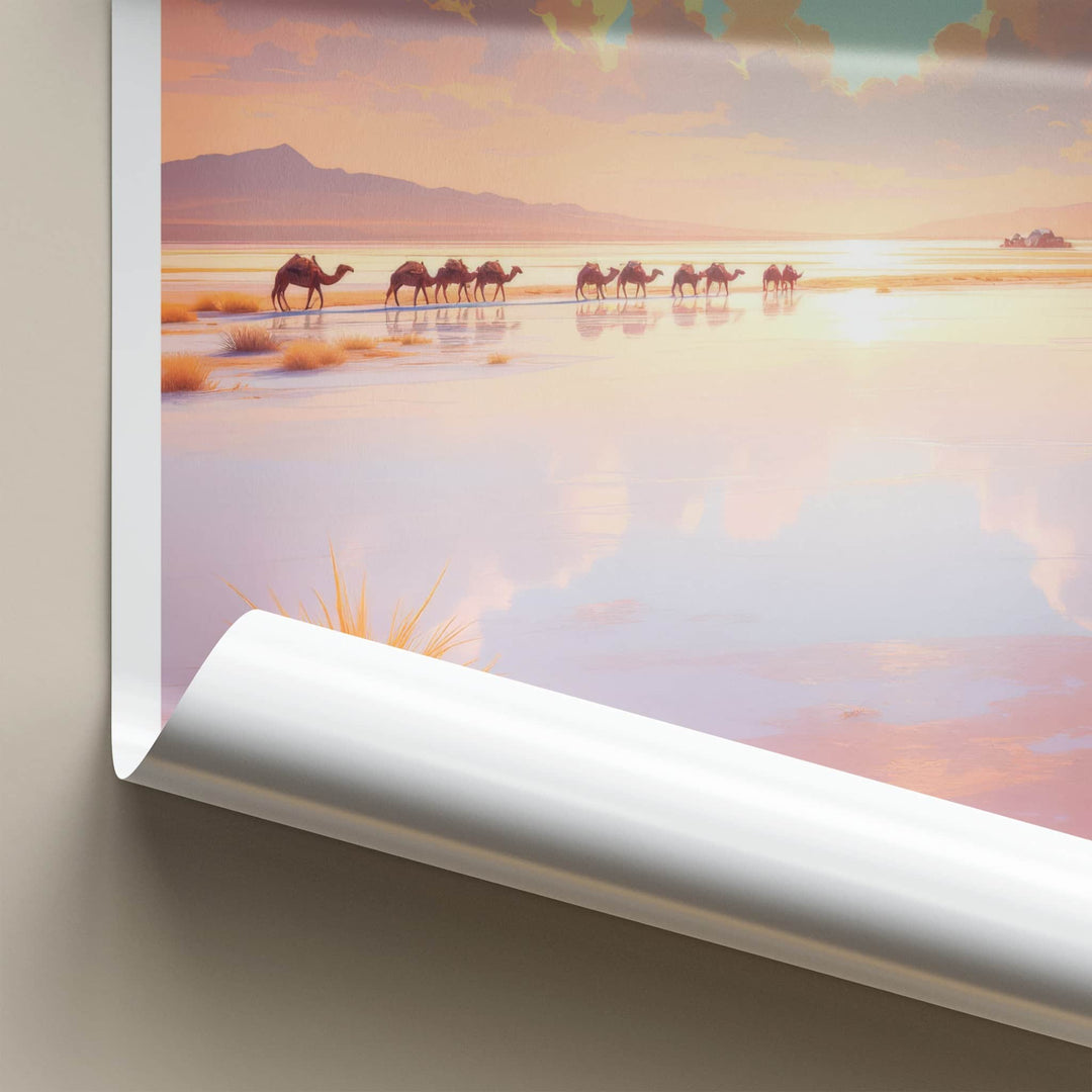 Rann Of Kutch Poster - India Travel Art - Gujarat Camels Sunset Home Decor