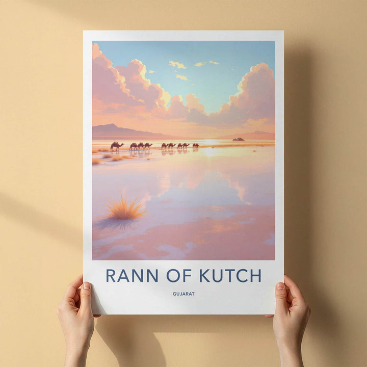 Rann Of Kutch Poster - India Travel Art - Gujarat Camels Sunset Home Decor