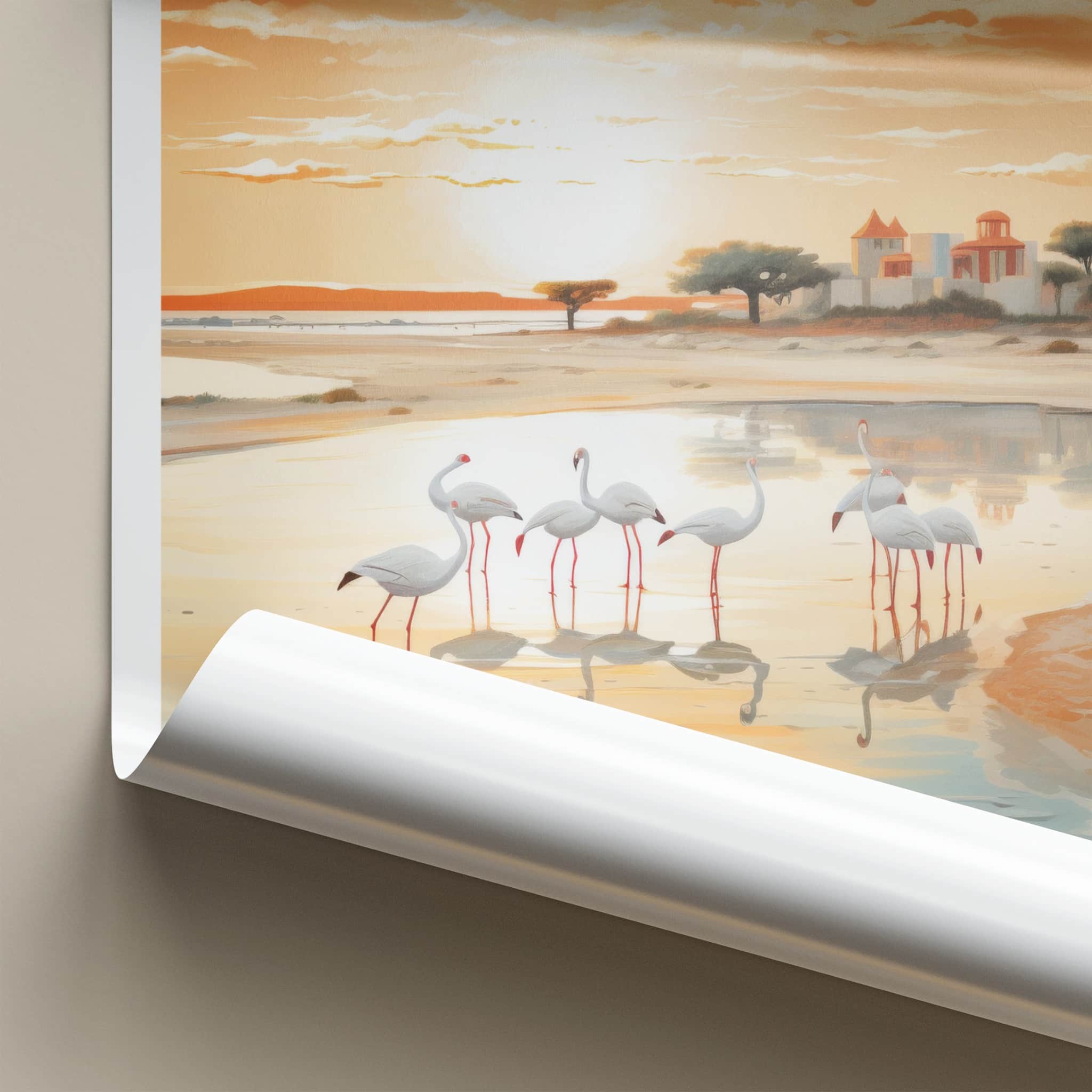 Rann Of Kutch Poster - India Travel Art - Gujarat Flamingos Sunset Home Decor