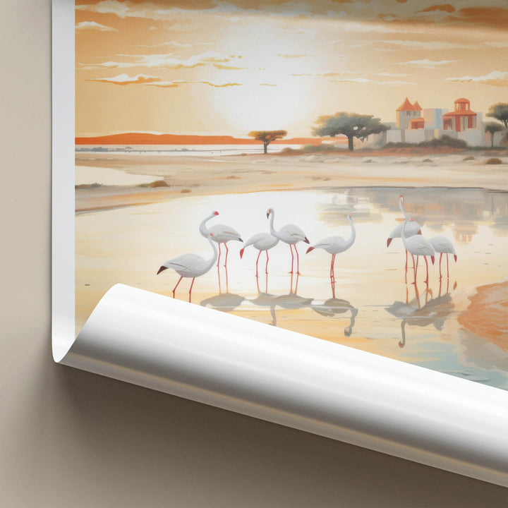 Rann Of Kutch Poster - India Travel Art - Gujarat Flamingos Sunset Home Decor