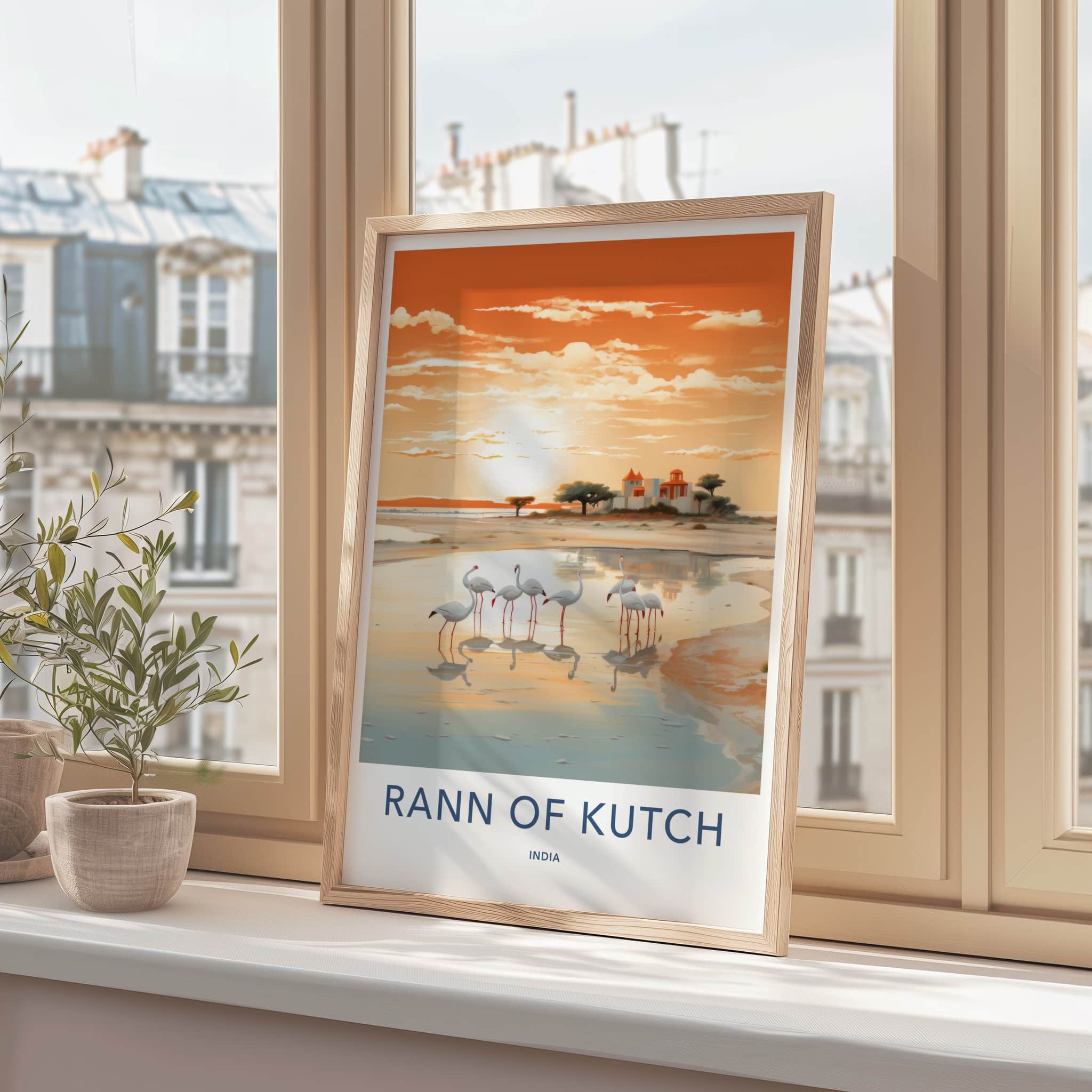 Rann Of Kutch Poster - India Travel Art - Gujarat Flamingos Sunset Home Decor