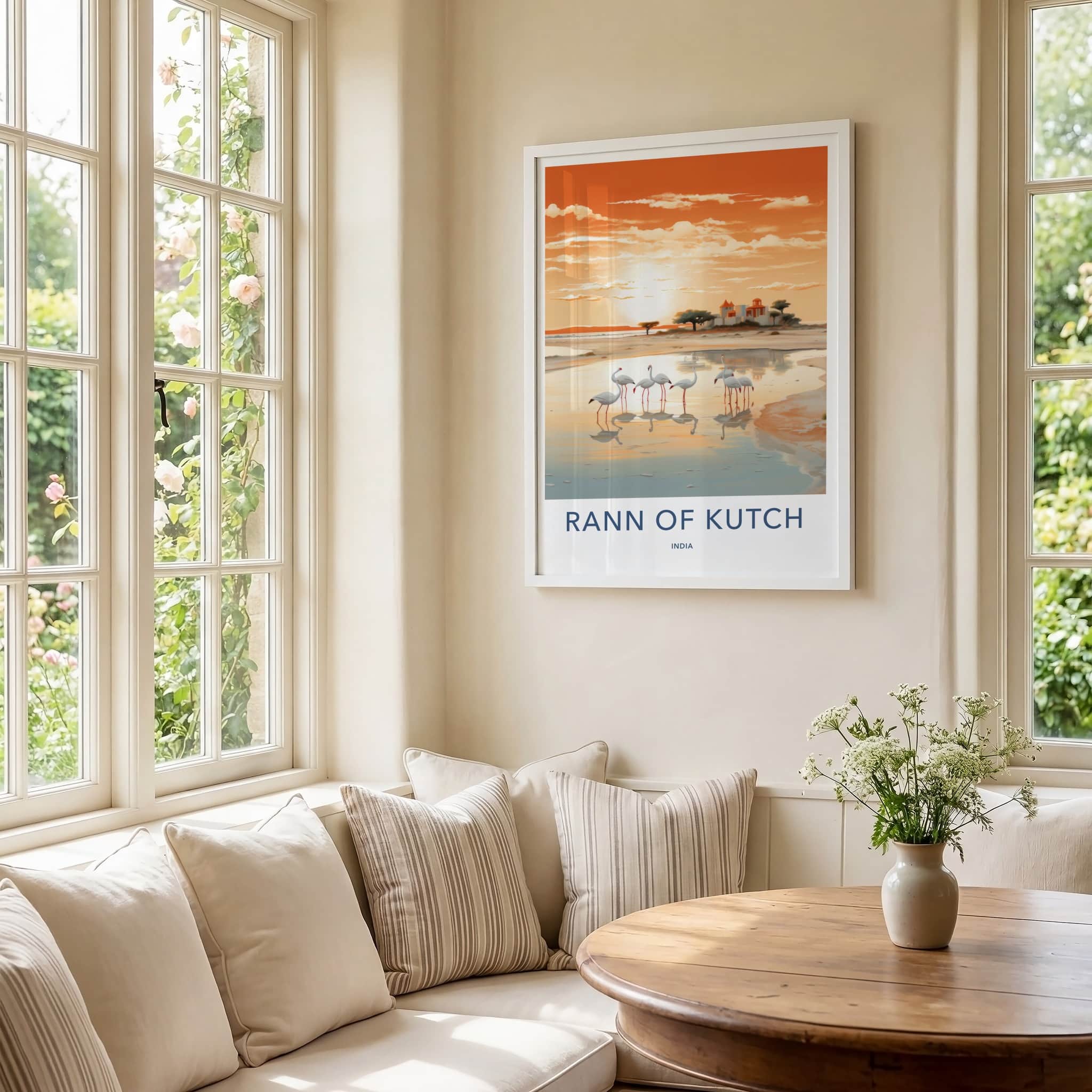 Rann Of Kutch Poster - India Travel Art - Gujarat Flamingos Sunset Home Decor