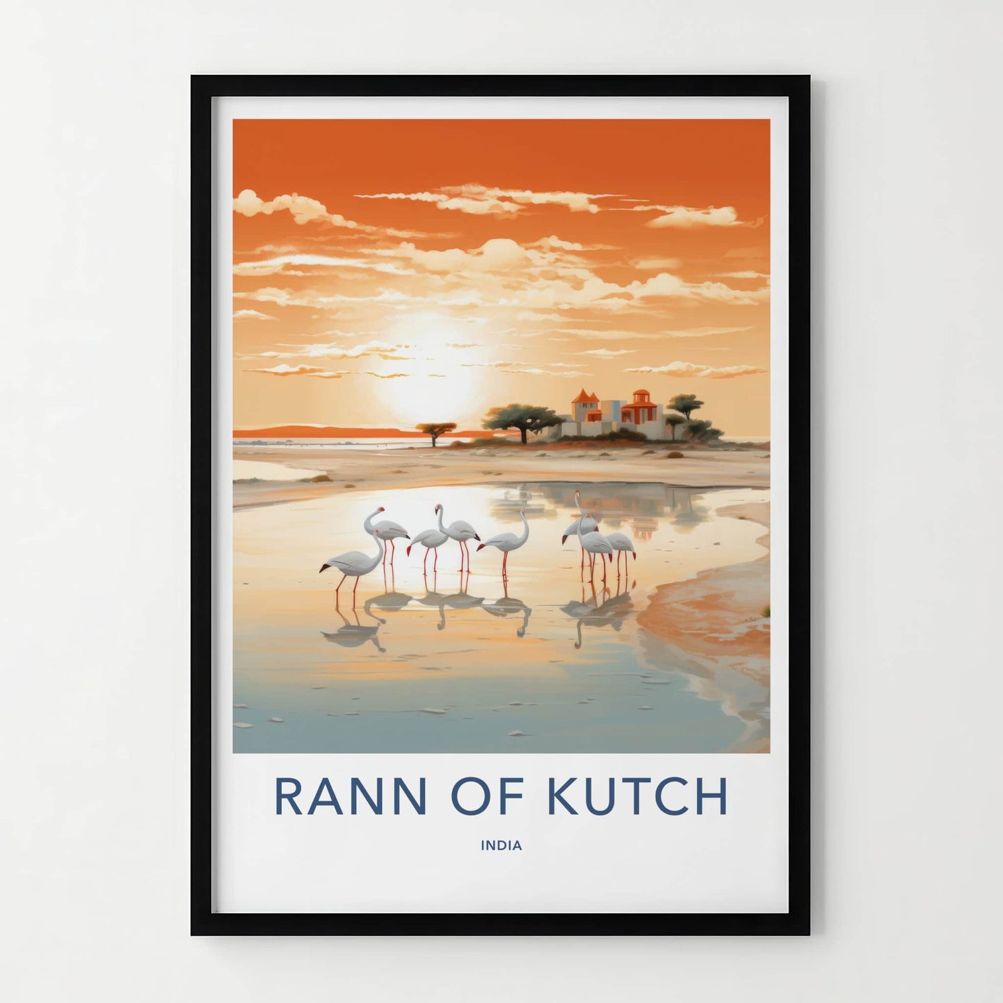 Rann Of Kutch Poster - India Travel Art - Gujarat Flamingos Sunset Home Decor