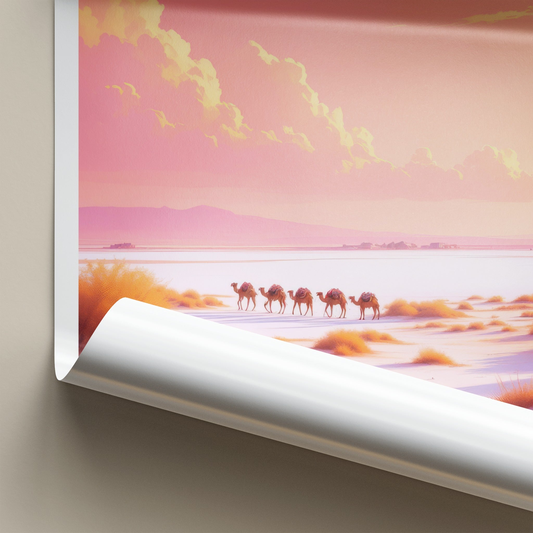 RANN OF KUTCH Poster - India Travel Art - Gujarat Pink Desert Home Decor