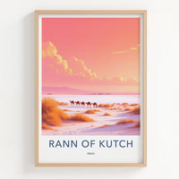 RANN OF KUTCH Poster - India Travel Art - Gujarat Pink Desert Home Decor