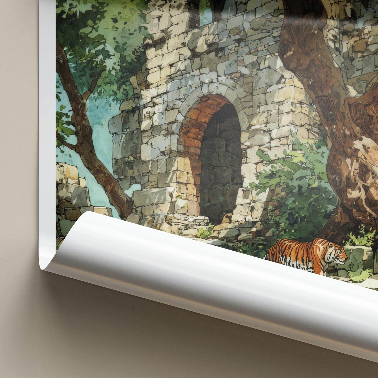 Ranthambore Poster - India Travel Art - Rajasthan Ancient Tiger Home Decor