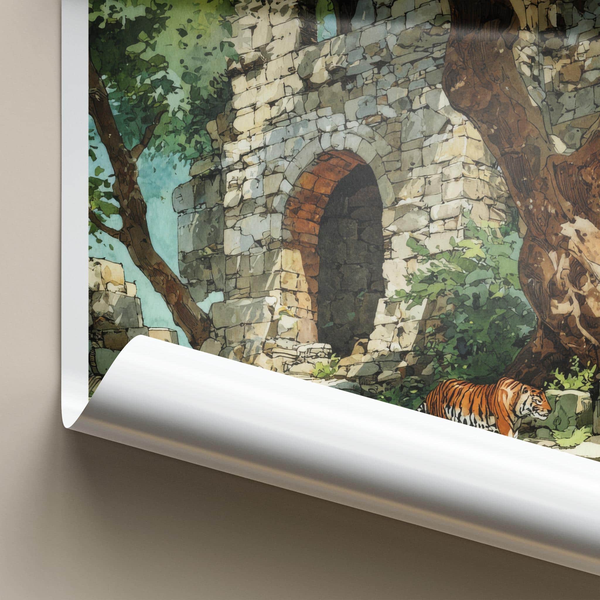 Ranthambore Poster - India Travel Art - Rajasthan Ancient Tiger Home Decor