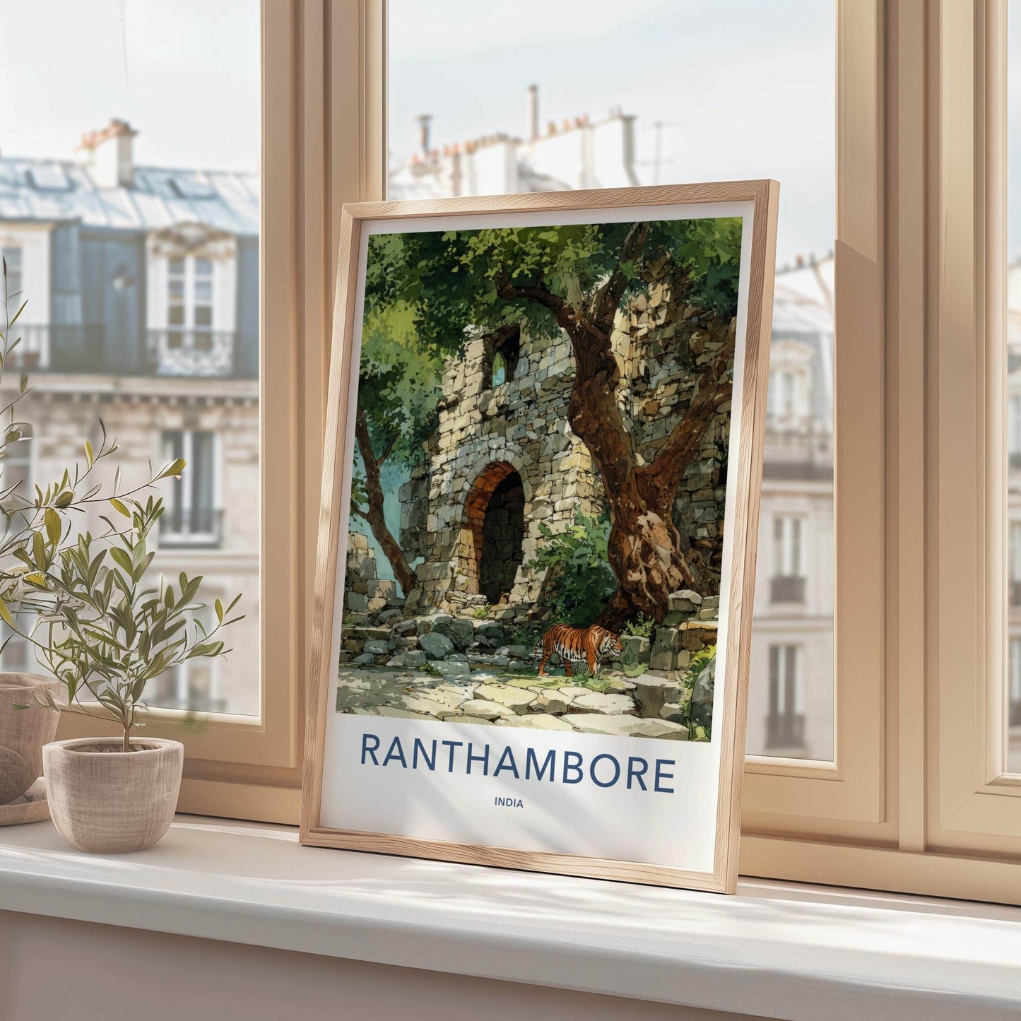 Ranthambore Poster - India Travel Art - Rajasthan Ancient Tiger Home Decor