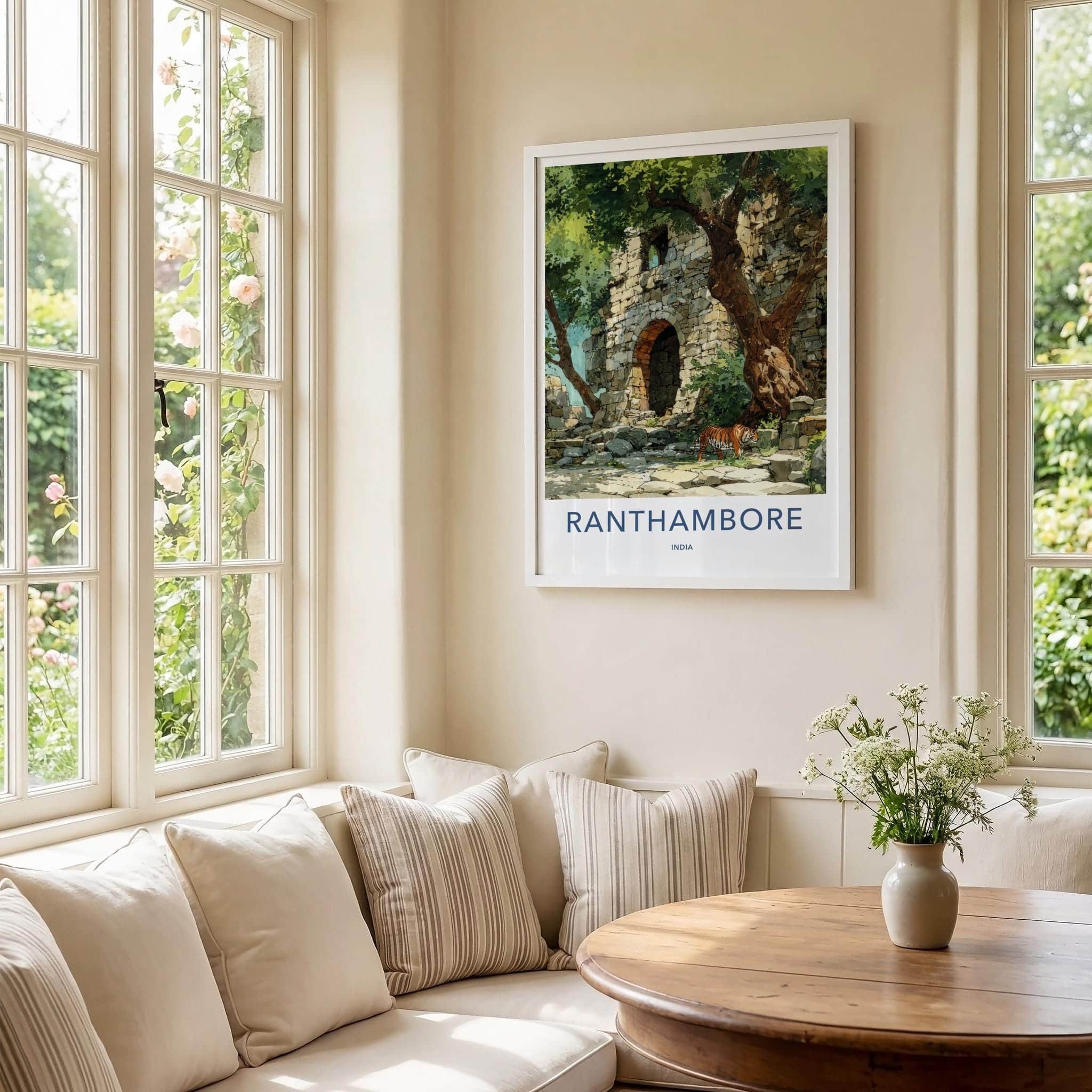 Ranthambore Poster - India Travel Art - Rajasthan Ancient Tiger Home Decor