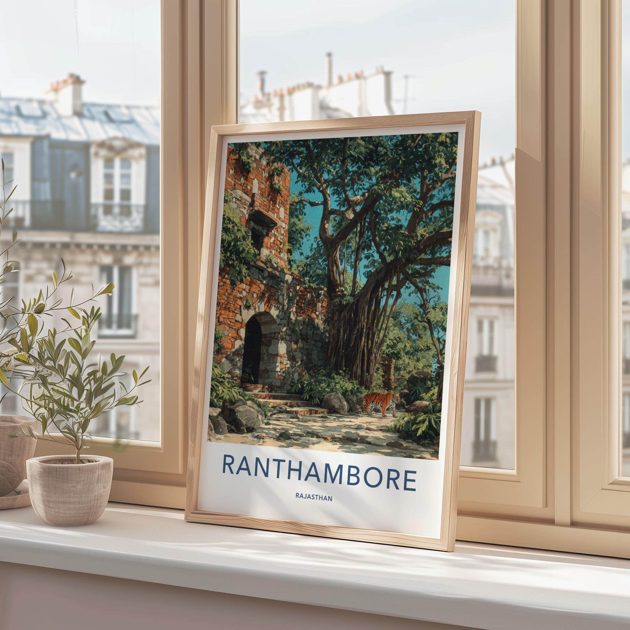 Ranthambore Poster - India Travel Art - Rajasthan Jungle Tiger Home Decor