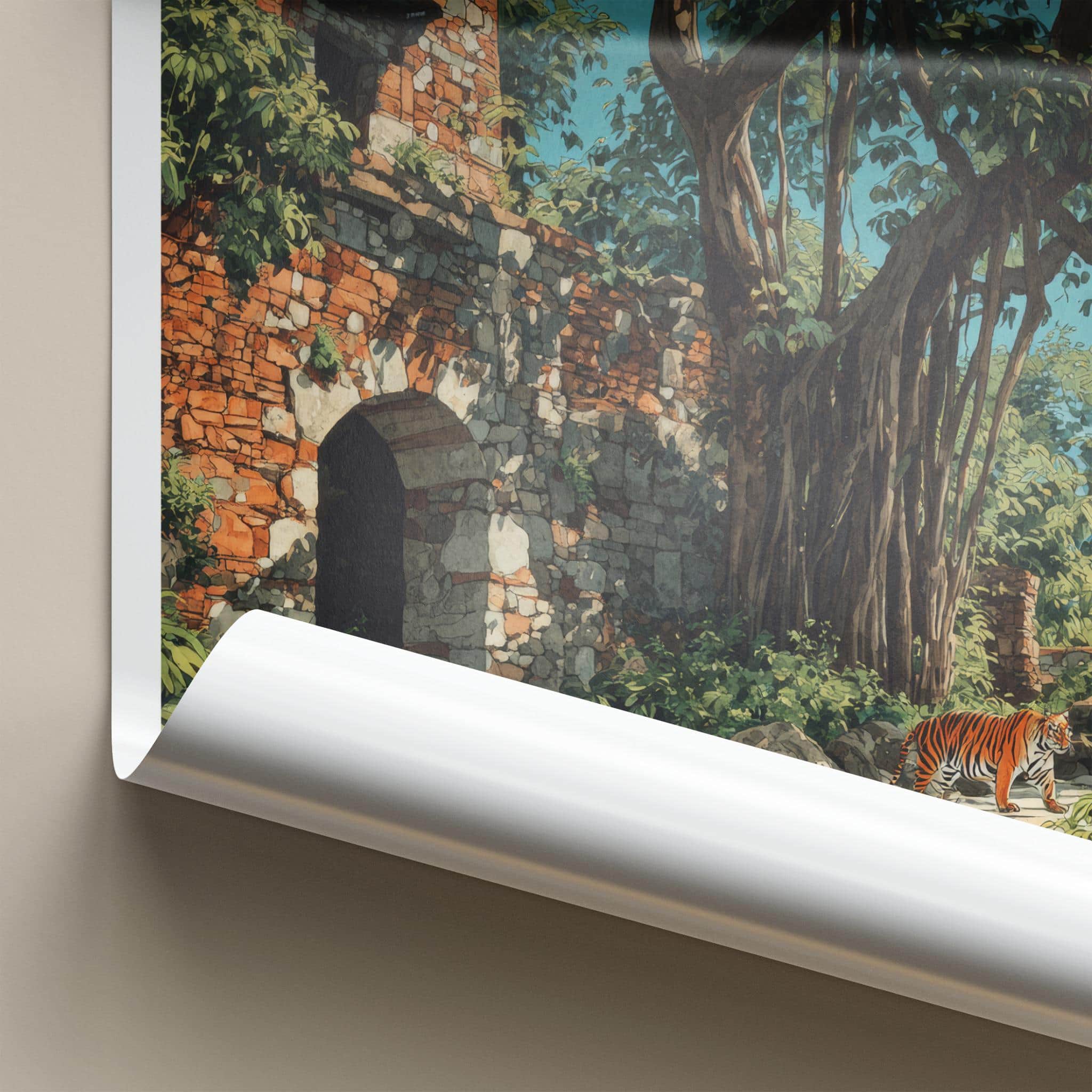 Ranthambore Poster - India Travel Art - Rajasthan Jungle Tiger Home Decor