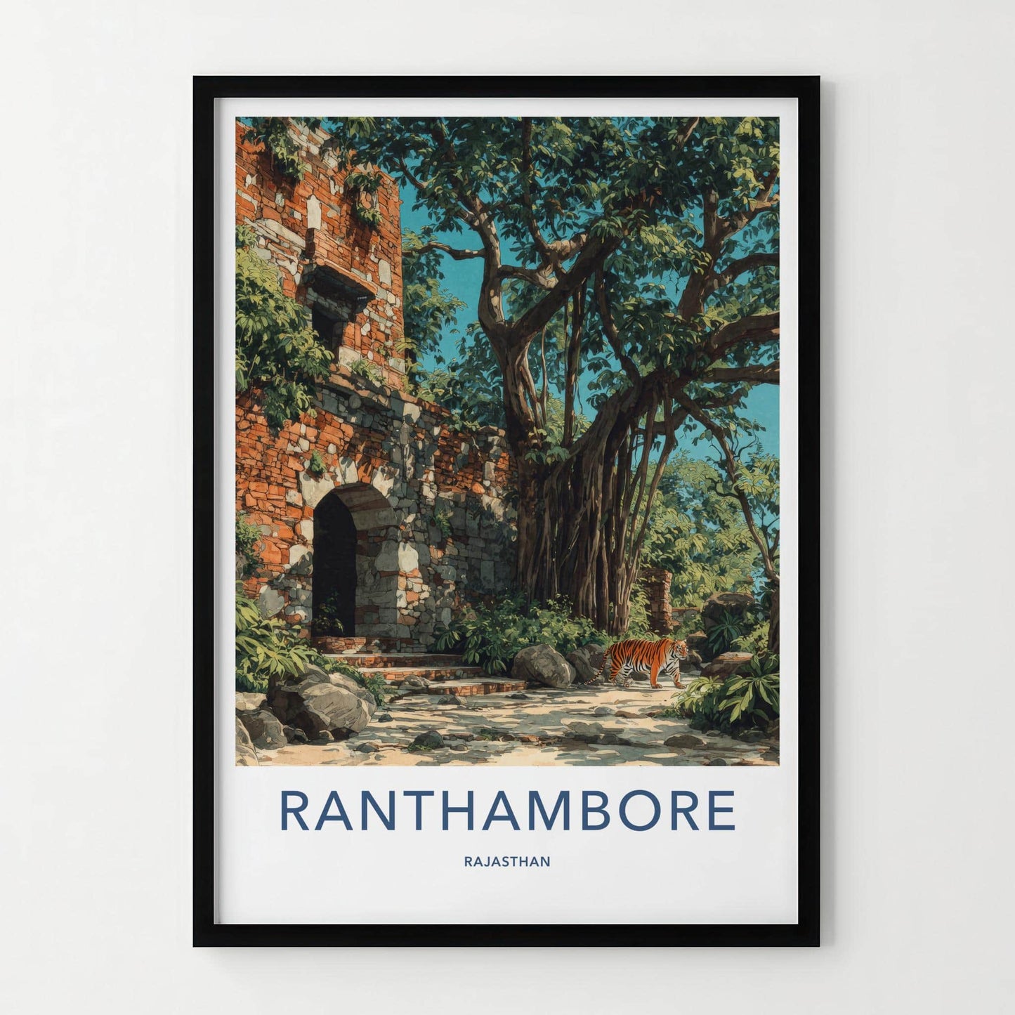 Ranthambore Poster - India Travel Art - Rajasthan Jungle Tiger Home Decor