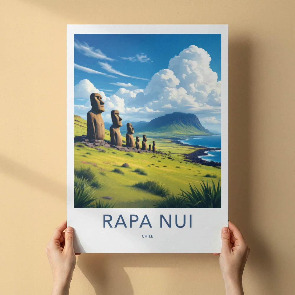 Rapa Nui Poster - Chile Travel Art - Ancient Moai Statues Home Decor
