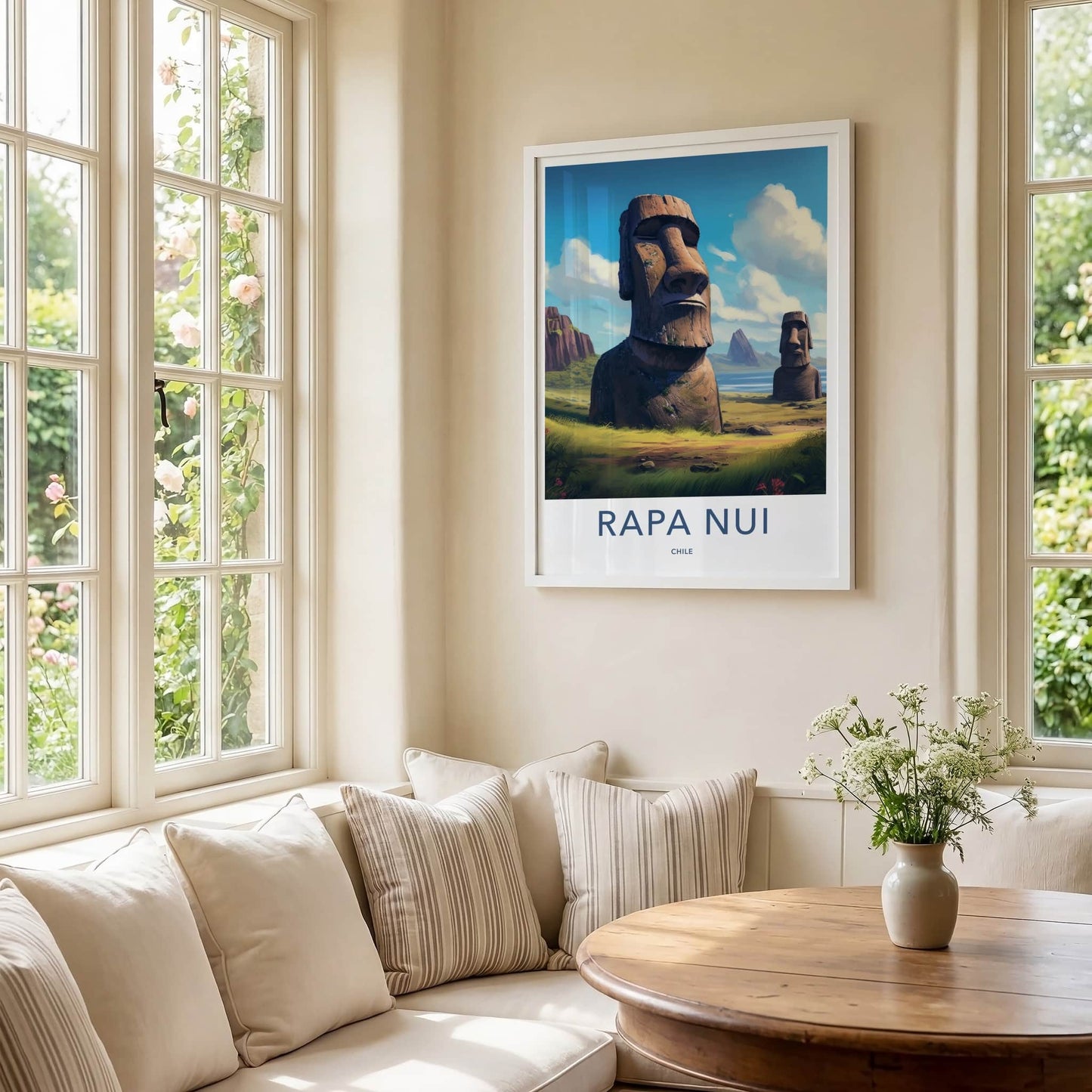 Rapa Nui Poster - Chile Travel Art - Ancient Stone Moai Home Decor