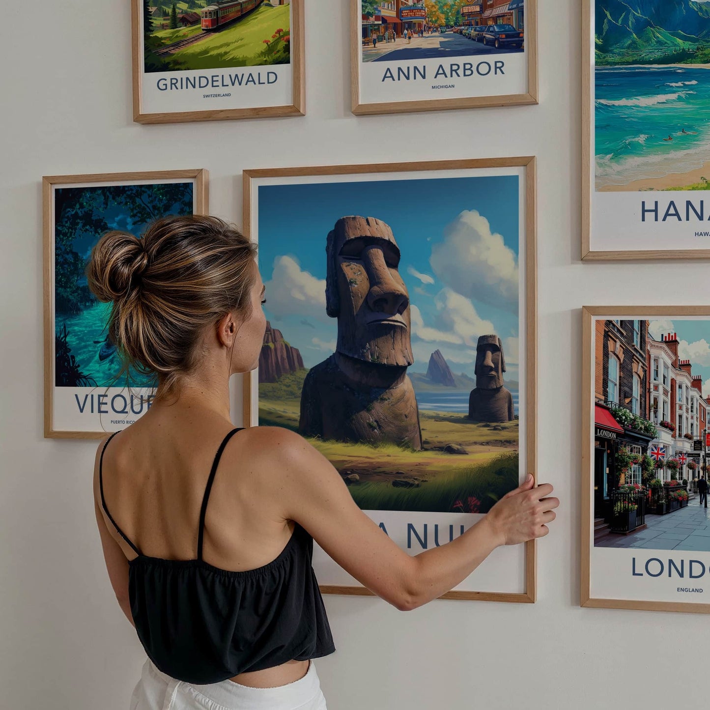 Rapa Nui Poster - Chile Travel Art - Ancient Stone Moai Home Decor