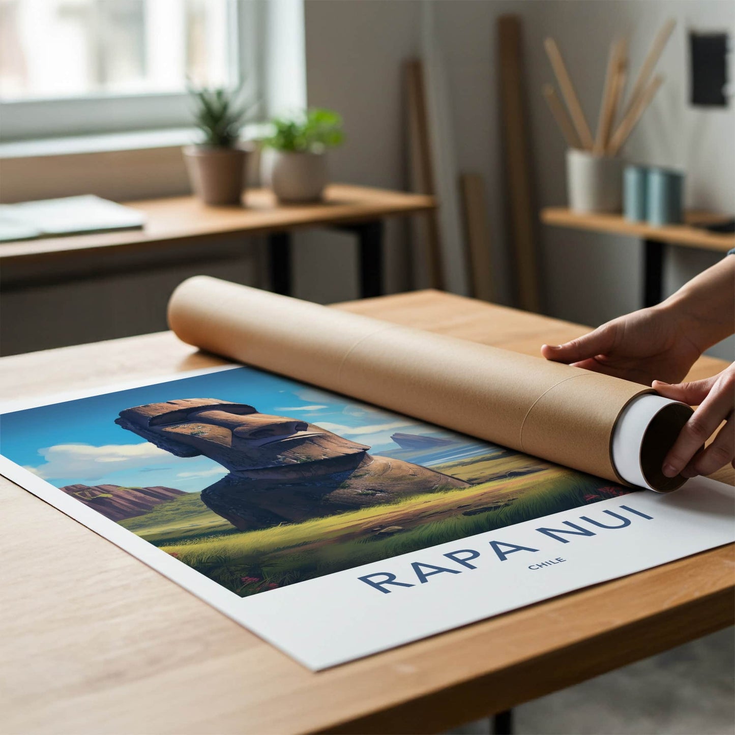 Rapa Nui Poster - Chile Travel Art - Ancient Stone Moai Home Decor