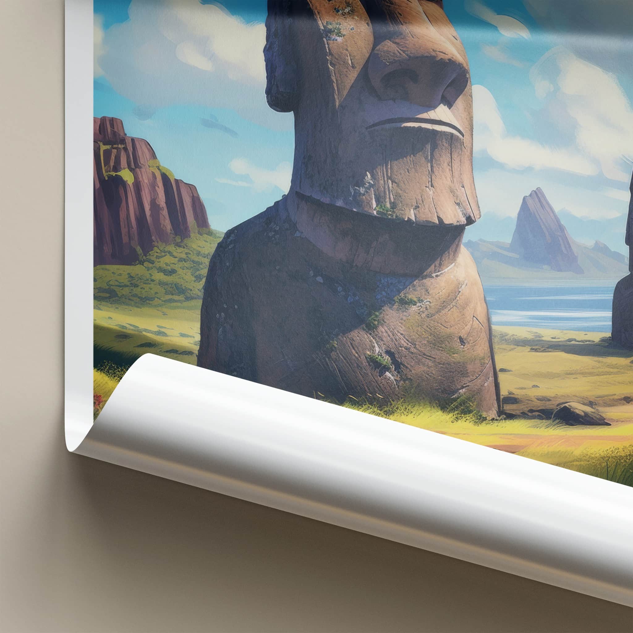 Rapa Nui Poster - Chile Travel Art - Ancient Stone Moai Home Decor
