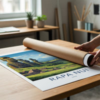 Rapa Nui Poster - Chile Travel Art - Moai Hillside View Home Decor