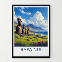Rapa Nui Poster - Chile Wall Art - Ancient Moai Statues Home Decor